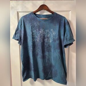 Lucky Brand Blue Tie Dye Floral Graphic Short Sleeve Tee Sz xl